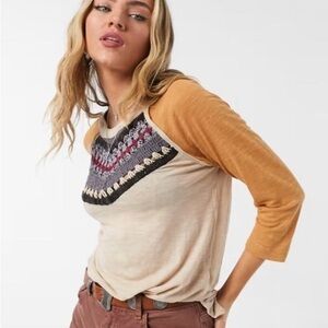 We The Free Spring Bound Crochet Mixed Media Top Size XS